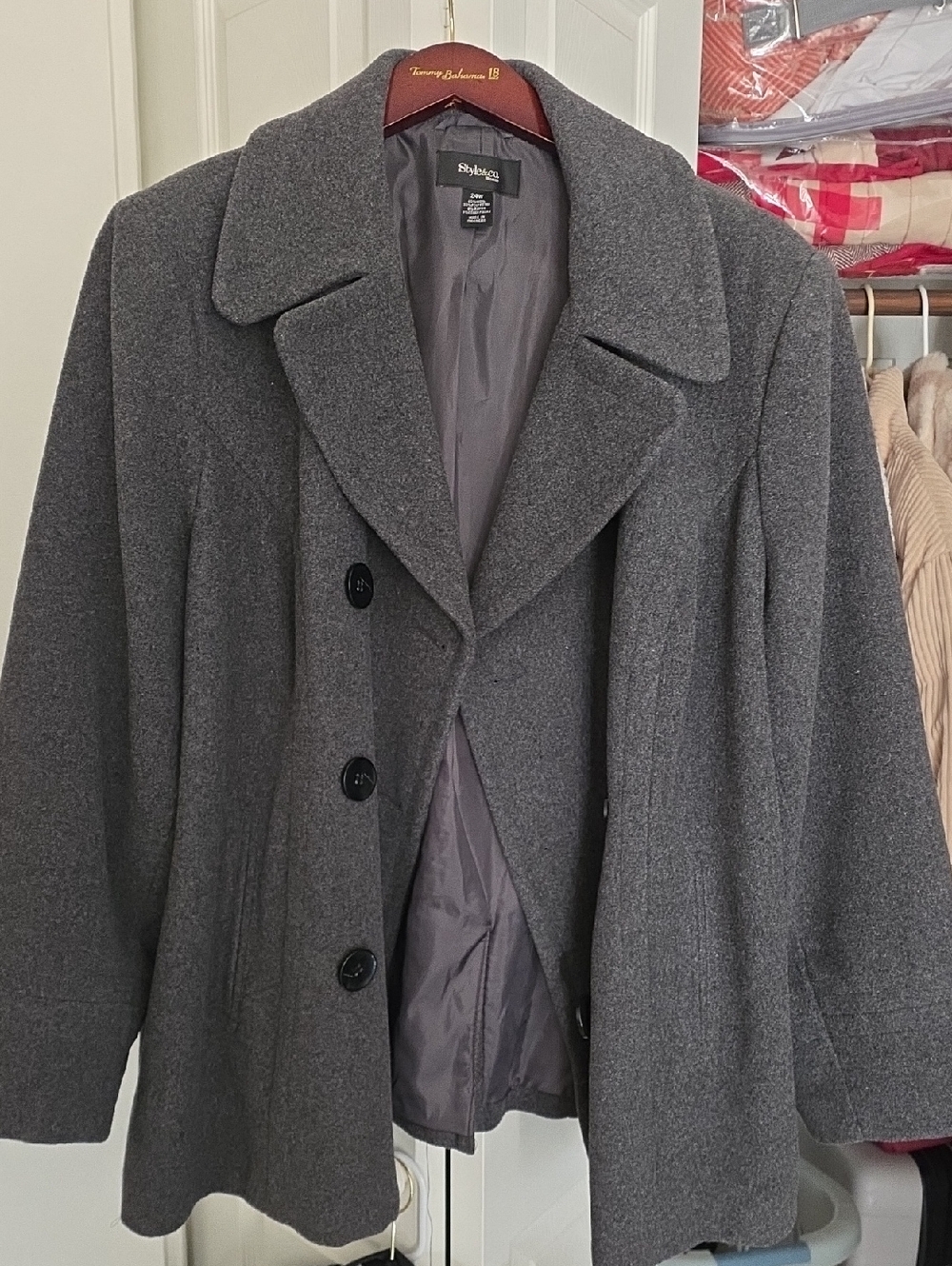 Style & Co. Dark Gray Wool Pea Coat
